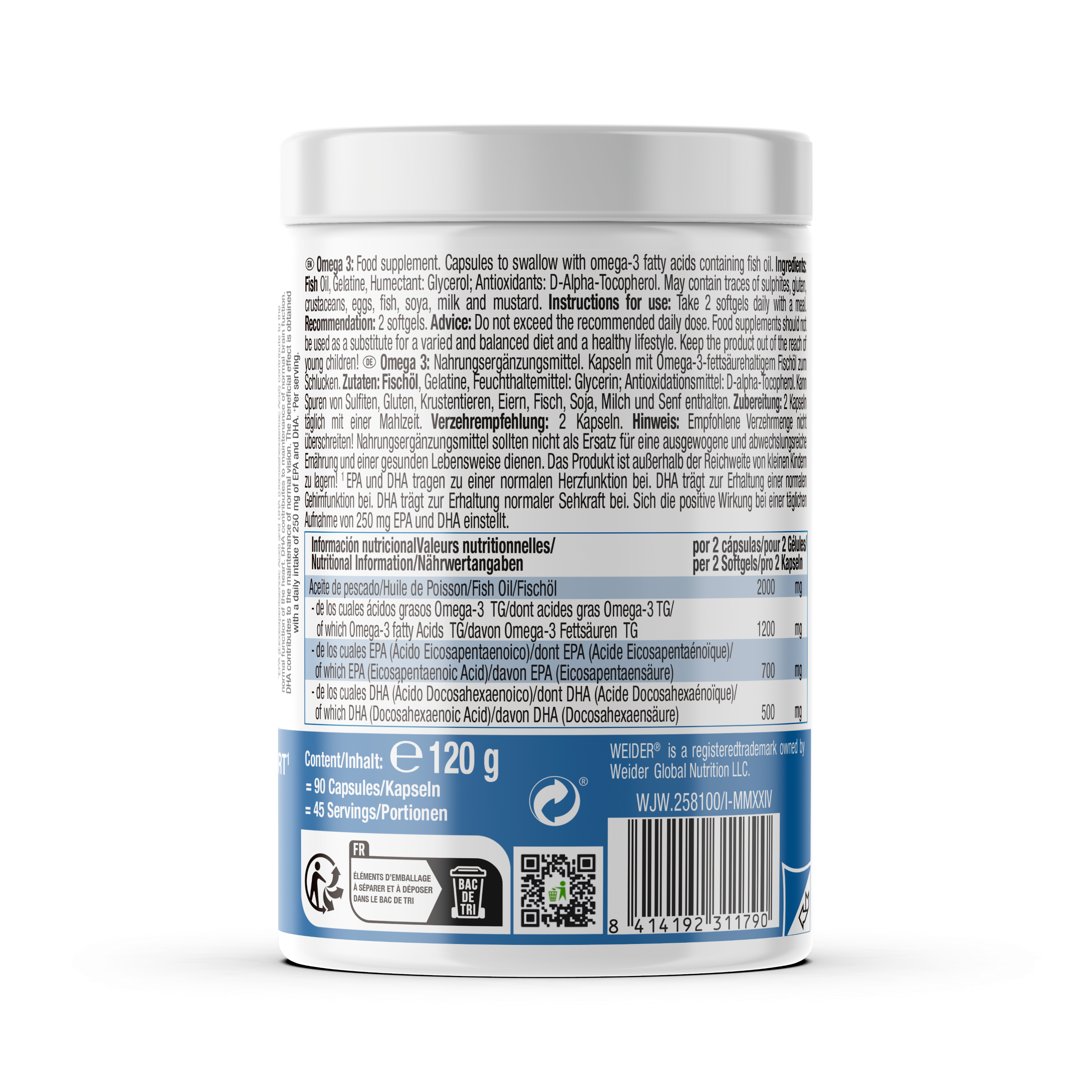 OMEGA 3 1000MG 90 SOFTGELS - BODYMANIA WEIDER Default Title