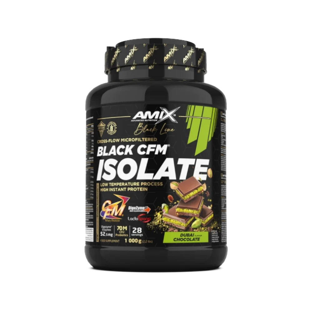 Proteína Black CFM Isolate + SHAKER GRATIS - BODYMANIA AMIX BLACK LINE Chocolate Dubai / 1000 g