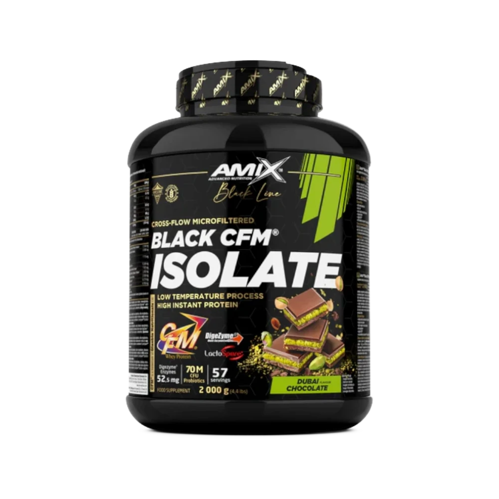 Proteína Black CFM Isolate + SHAKER GRATIS - BODYMANIA AMIX BLACK LINE Chocolate Dubai / 2000 g