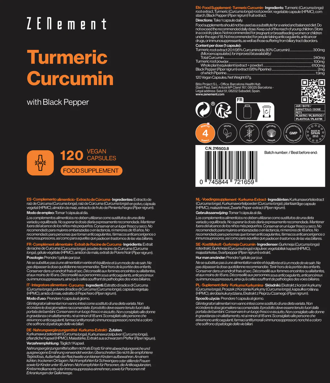 Extracto de Cúrcuma con Pimienta Negra 120 CAPS