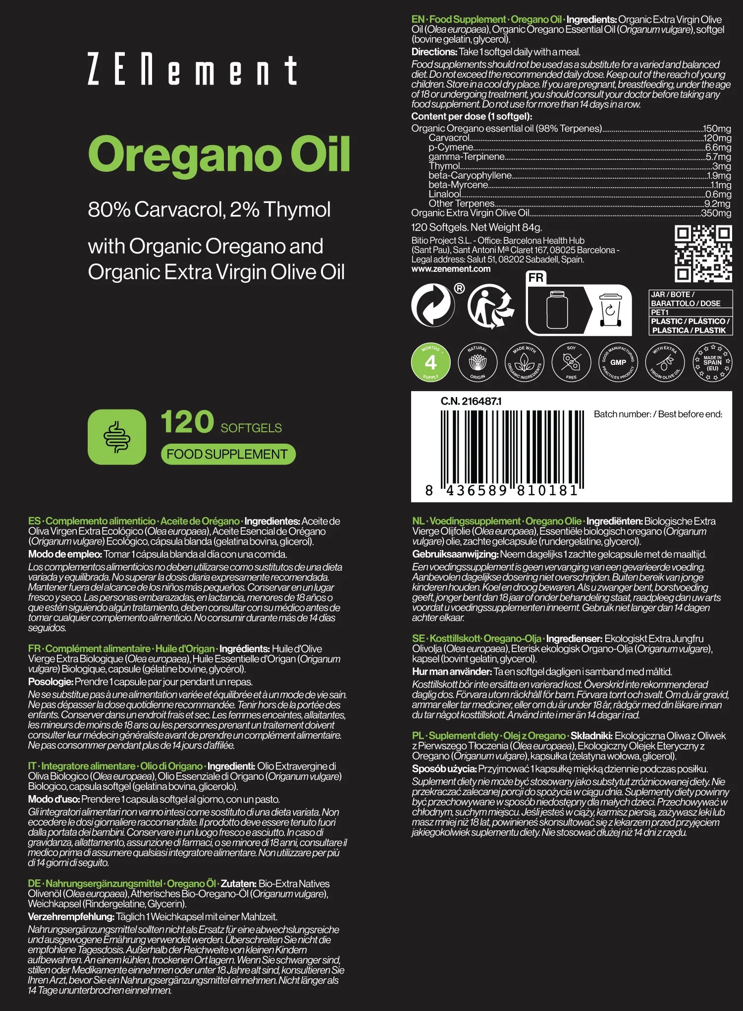 ACEITE DE ORÉGANO 150MG - 120 CÁPSULAS