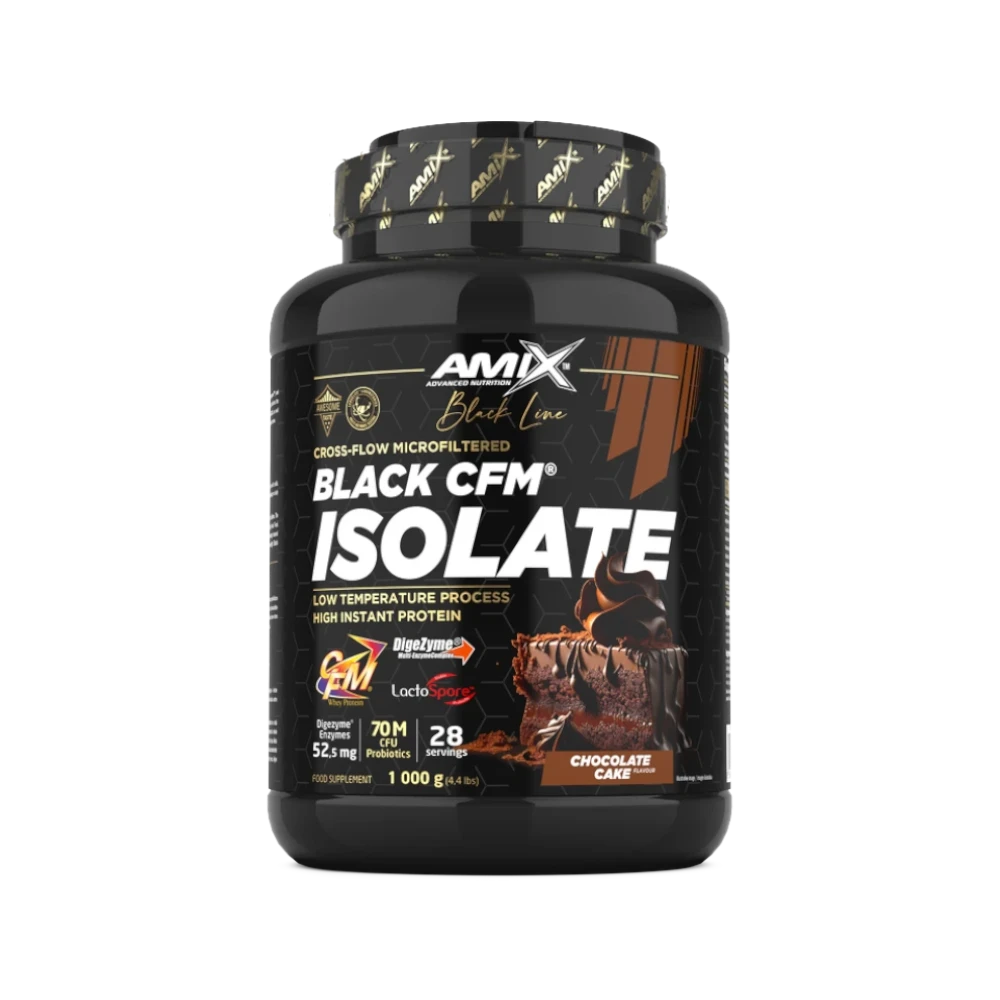 Proteína Black CFM Isolate + SHAKER GRATIS - BODYMANIA AMIX BLACK LINE Tarta de Chocolate / 1000 g