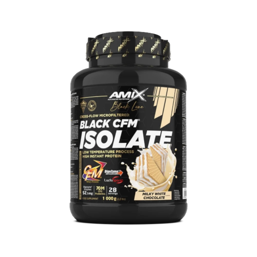 Proteína Black CFM Isolate + SHAKER GRATIS - BODYMANIA AMIX BLACK LINE Chocolate Blanco / 2000 g