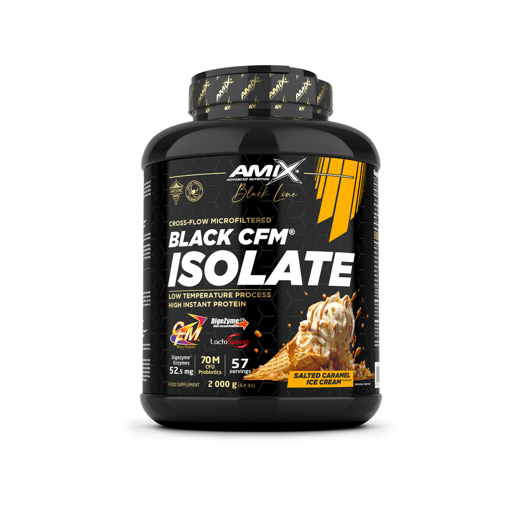 Proteína Black CFM Isolate + SHAKER GRATIS - BODYMANIA AMIX BLACK LINE Caramelo salado / 2000 g