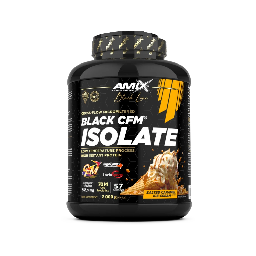 Proteína Black CFM Isolate + SHAKER GRATIS - BODYMANIA AMIX BLACK LINE Caramelo salado / 2000 g