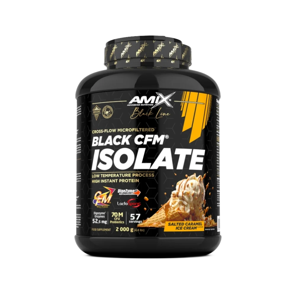 Proteína Black CFM Isolate + SHAKER GRATIS - BODYMANIA AMIX BLACK LINE Caramelo salado / 2000 g