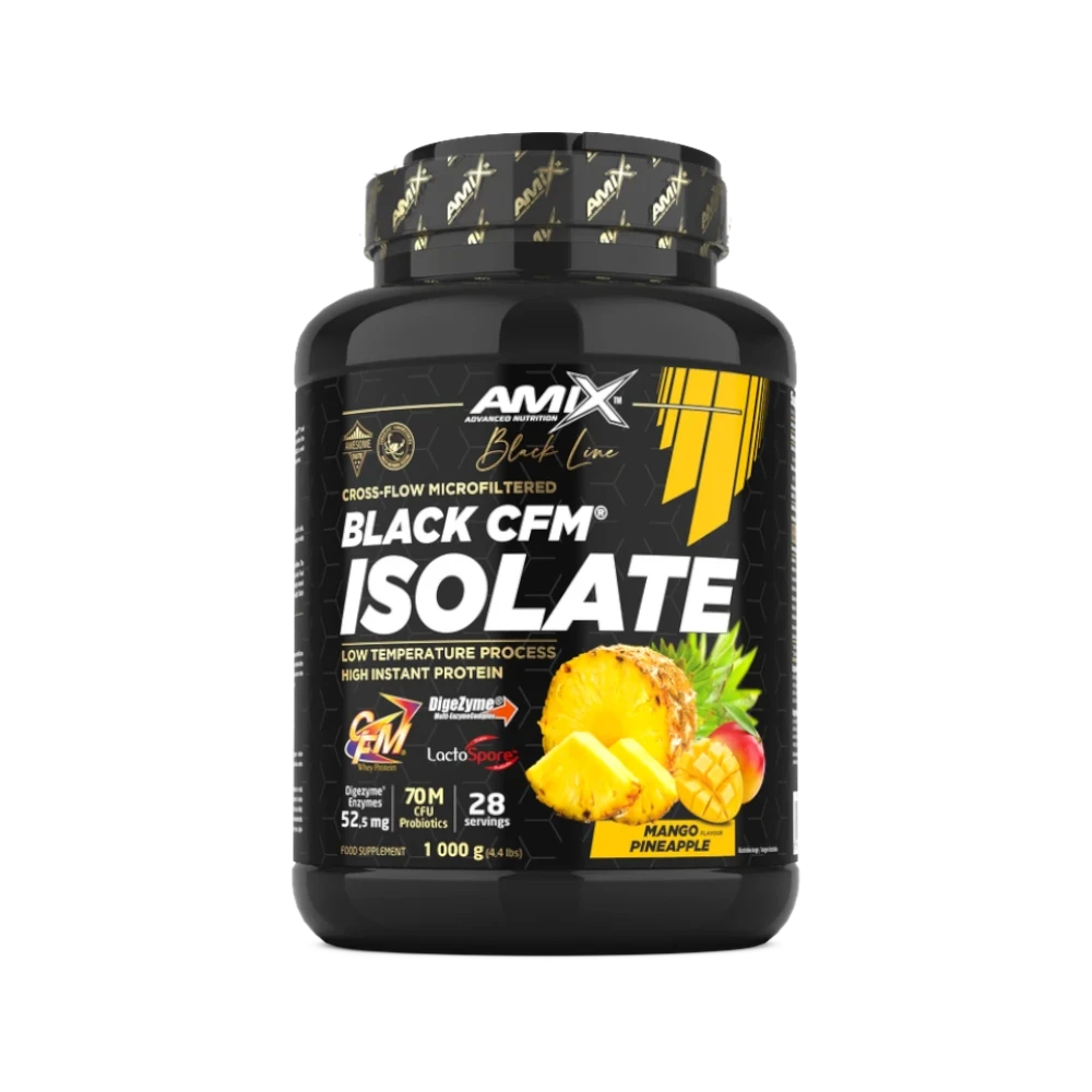 Proteína Black CFM Isolate + SHAKER GRATIS - BODYMANIA AMIX BLACK LINE Piña con Mango / 1000 g