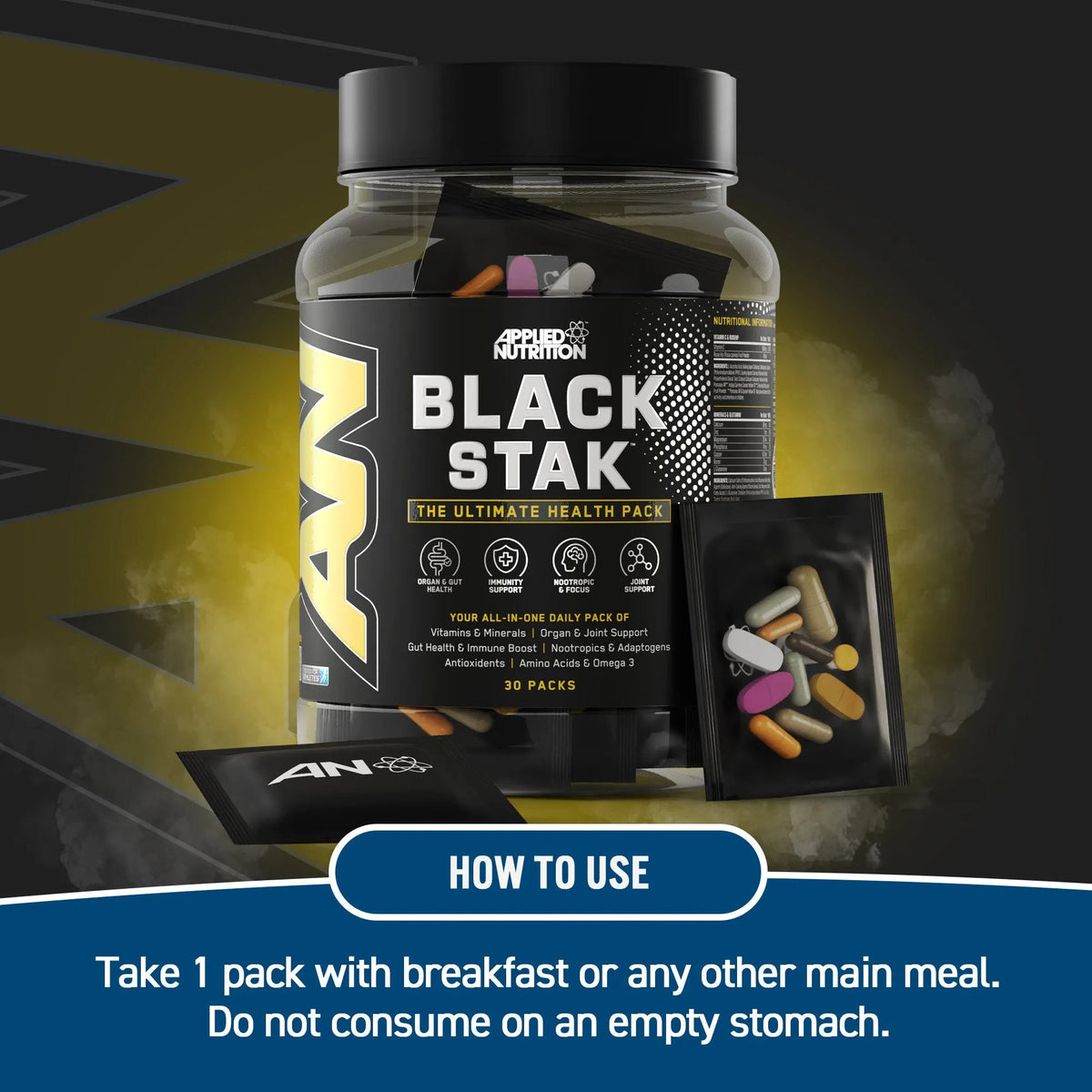 Black Stak Multivitamin Applied Nutrition modo de uso