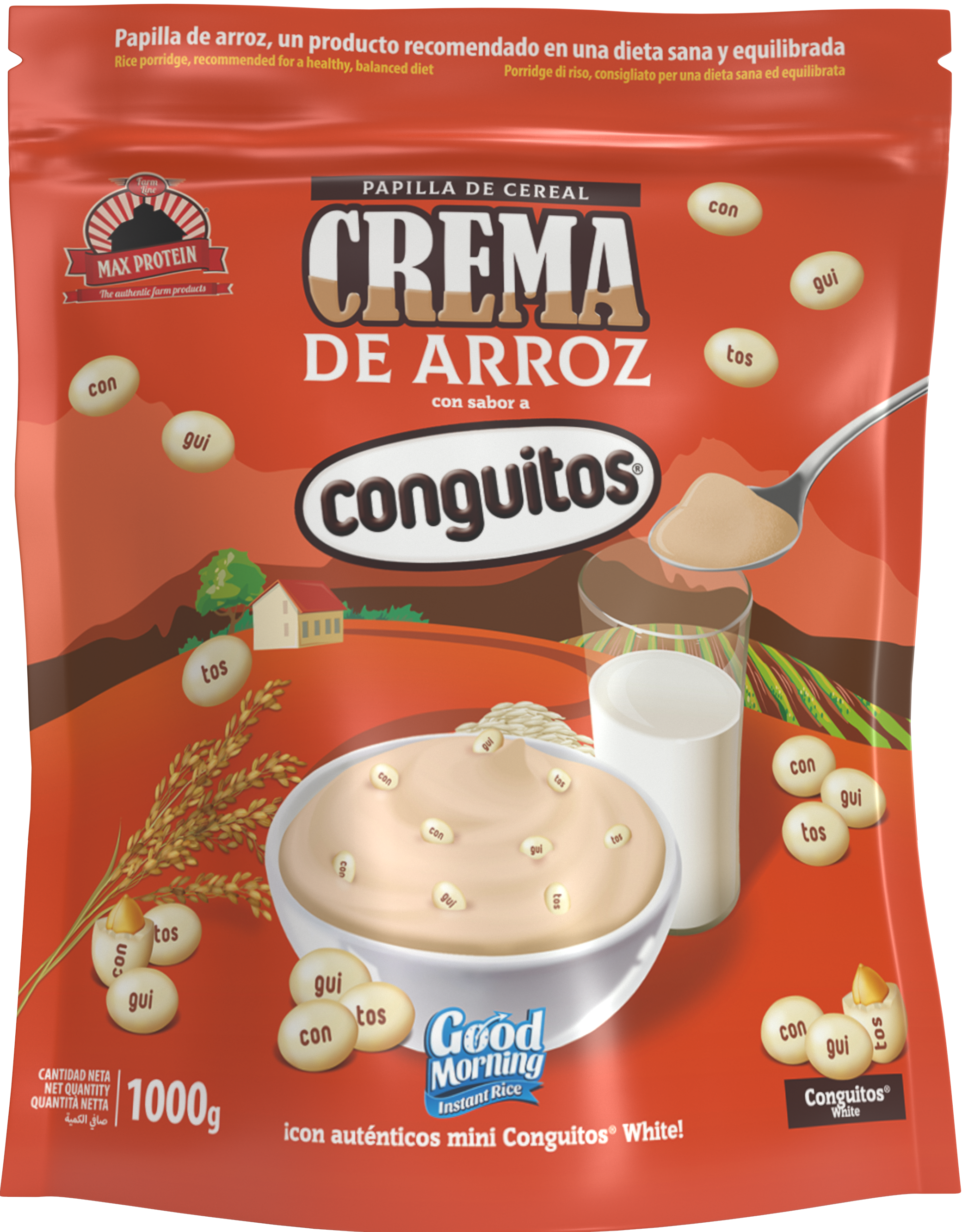 CREMA DE ARROZ 1000G - BODYMANIA MAX PROTEIN Conguitos blanco
