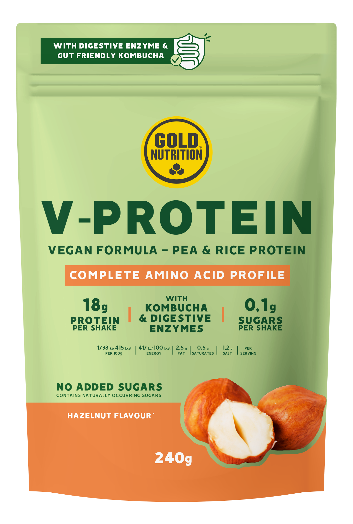 V-PROTEIN 240G + SHAKER GRATIS - BODYMANIA GOLD NUTRITION Avellana