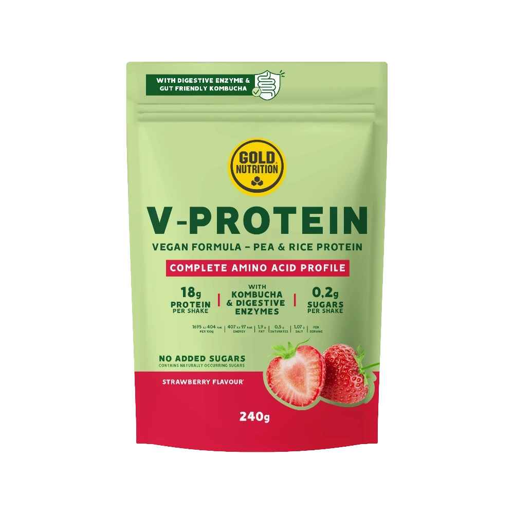 V-PROTEIN 240G + SHAKER GRATIS - BODYMANIA GOLD NUTRITION Fresa