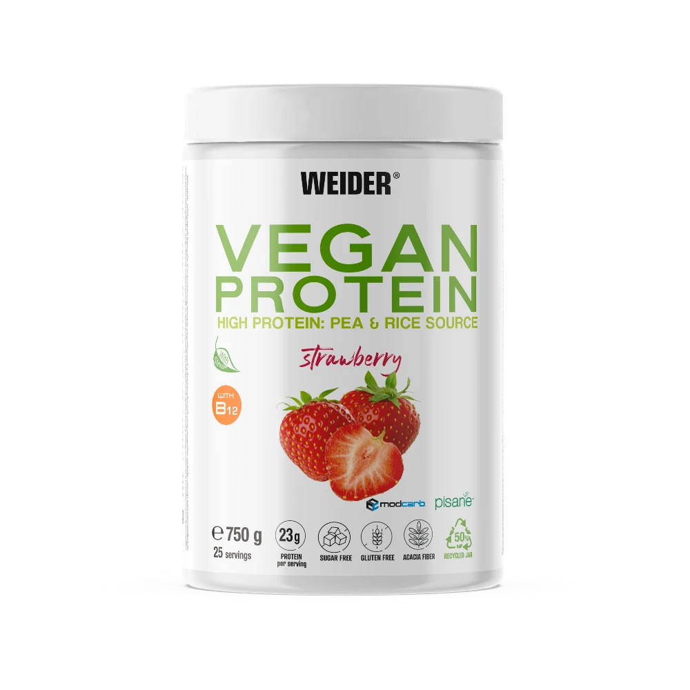 VEGAN PROTEIN 750G + SHAKER GRATIS - BODYMANIA WEIDER Fresa