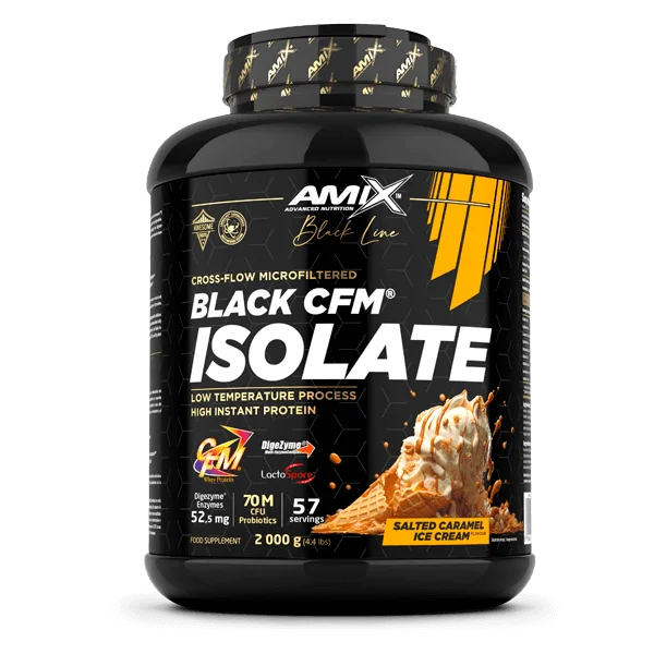 Proteína Black CFM Isolate + SHAKER GRATIS - BODYMANIA AMIX BLACK LINE Caramelo salado / 2000 g