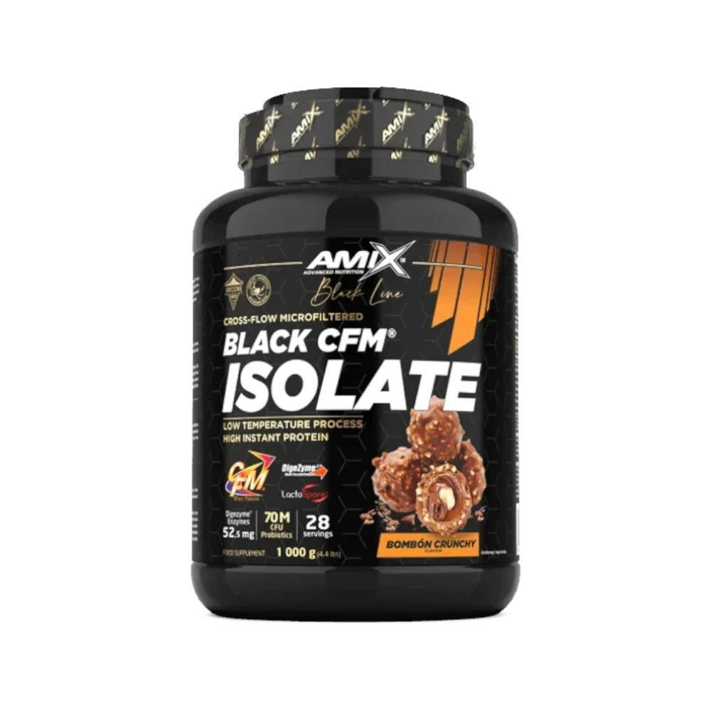 Proteína Black CFM Isolate + SHAKER GRATIS - BODYMANIA AMIX BLACK LINE Bombón Rocher / 1000 g