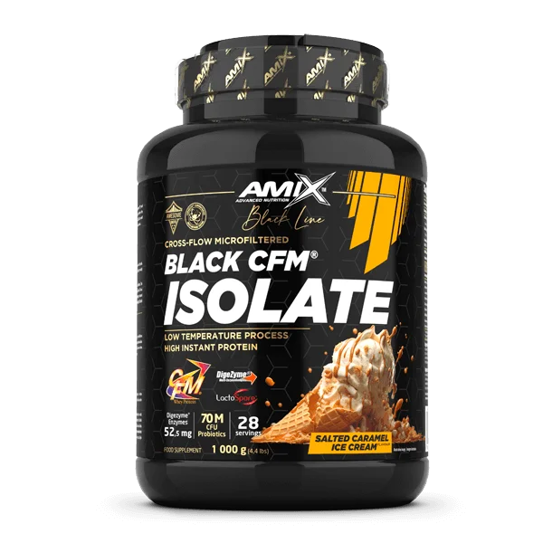 Proteína Black CFM Isolate + SHAKER GRATIS - BODYMANIA AMIX BLACK LINE Caramelo salado / 2000 g