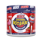 Bote de suplemento BODYMANIA Creabig Pürest Creatine sabor Kojak con diseño rojo y blanco de edición limitada