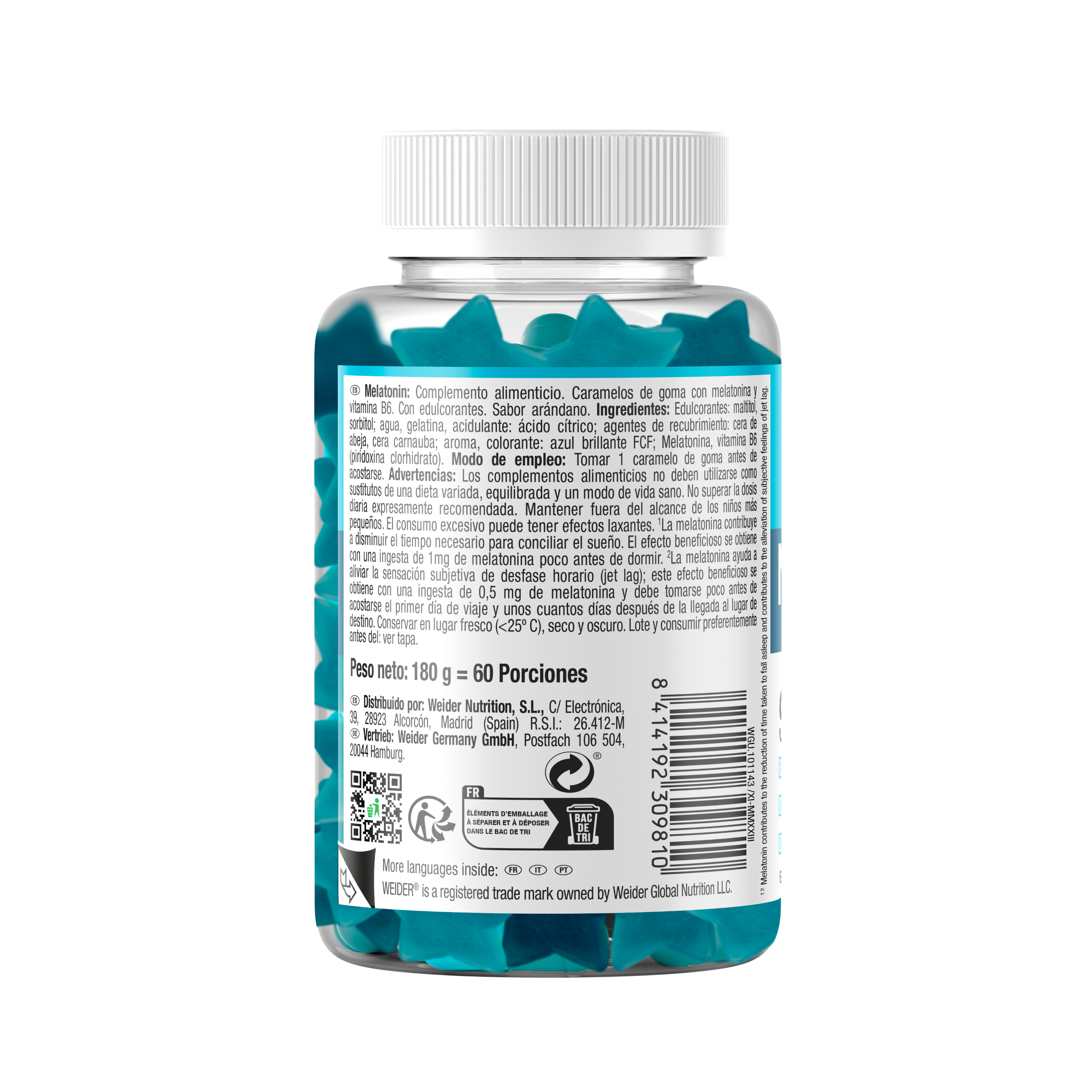 MELATONIN UP 60 GUMMIES - BODYMANIA WEIDER Arándanos
