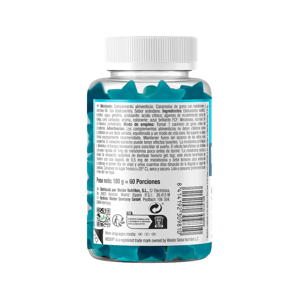 MELATONIN UP 60 GUMMIES - BODYMANIA WEIDER Arándanos