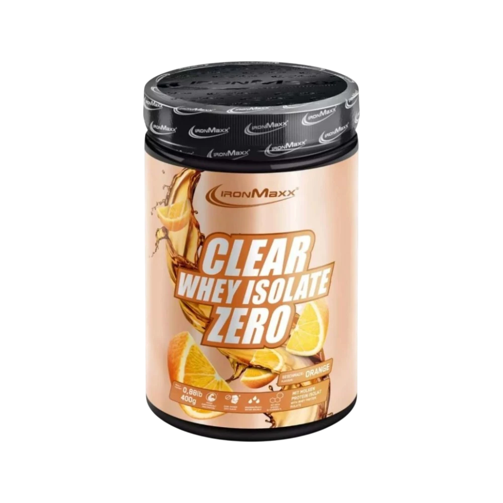 CLEAR WHEY ISOLATE ZERO 400G + SHAKER GRATIS - BODYMANIA IRONMAXX Naranja