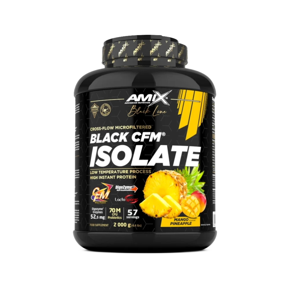 Proteína Black CFM Isolate + SHAKER GRATIS - BODYMANIA AMIX BLACK LINE Piña con Mango / 2000 g