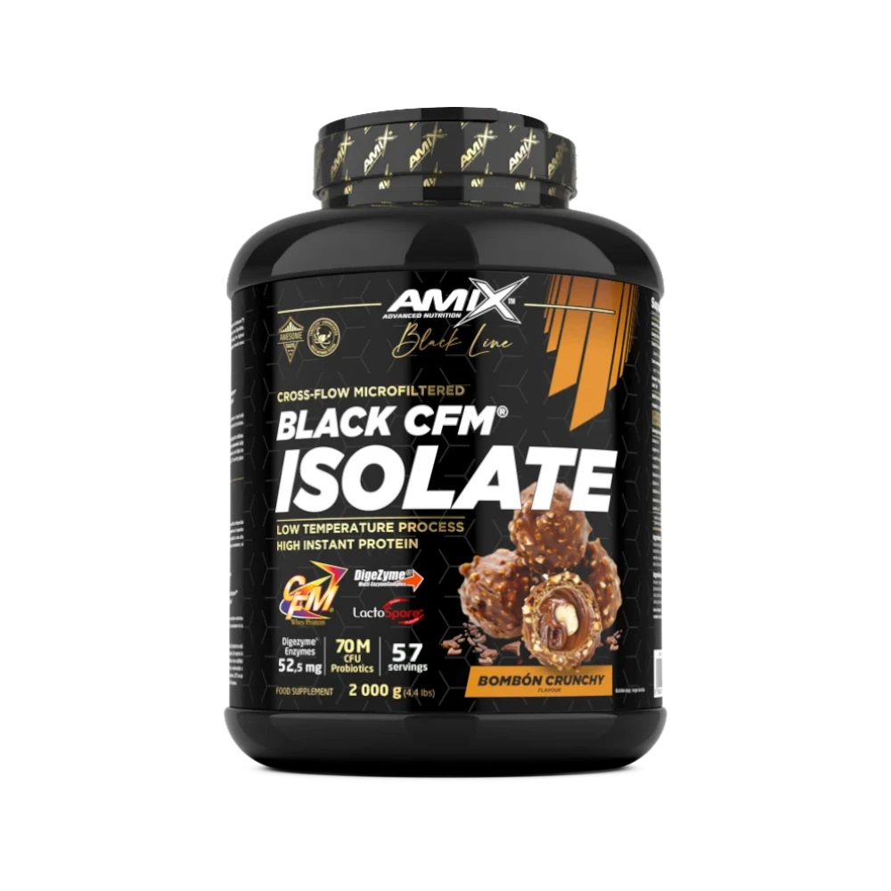 Proteína Black CFM Isolate + SHAKER GRATIS - BODYMANIA AMIX BLACK LINE Bombón Rocher / 2000 g